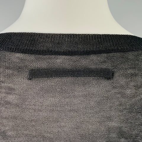 JEAN PAUL GAULTIER Size S Black Cream Jersey Embroidered Cap Sleeves Dress