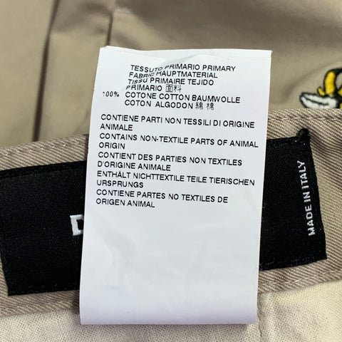 DSQUARED2 Size 32 Khaki Yellow Embroidery Cotton Button Fly Casual Pants