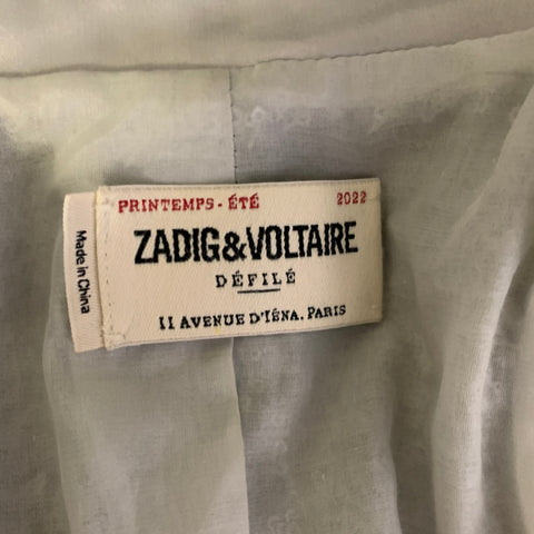 ZADIG & VOLTAIRE Chest Size 34 Silver Sequined Polyester Notch Lapel Sport Coat