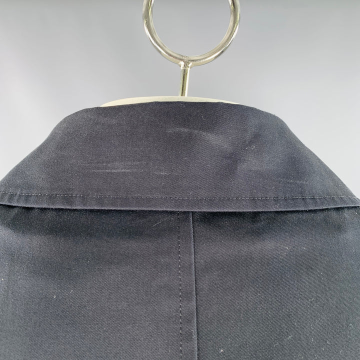 BARNEYS NEW YORK Size 46 Black Cotton Hidden Buttons Trench Coat