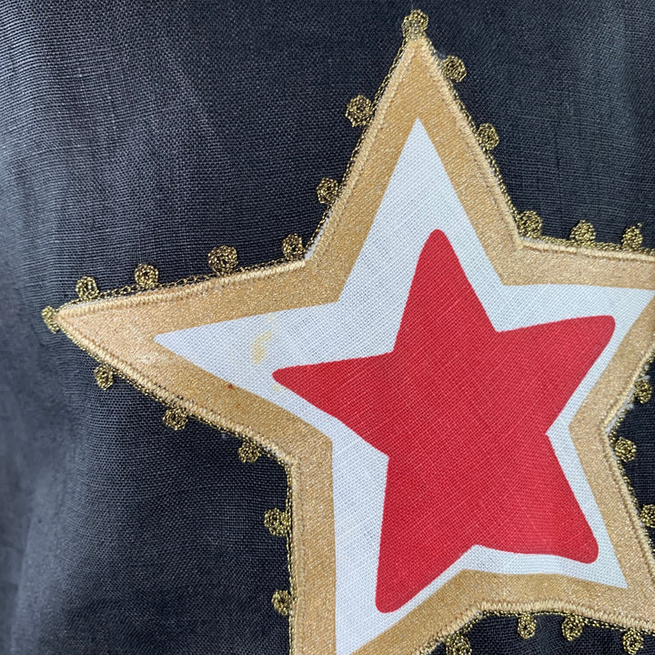 BYBLOS Size 42 Black Multi Color Stars Linen V-Neck Vest