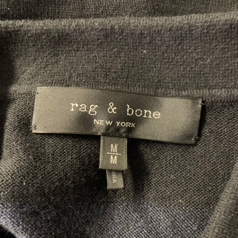 RAG & BONE Size M Black Grey Navy Cotton Cashmere Ribbed Polo
