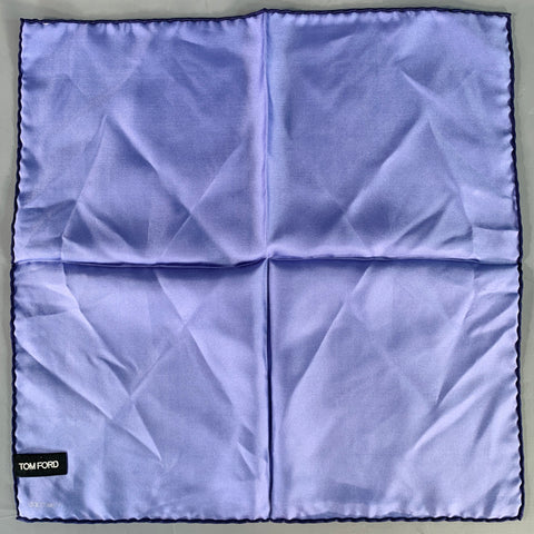 TOM FORD Blue Navy Logo Silk Pocket Square