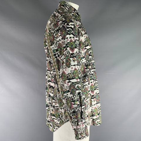 ROBERT GRAHAM Size L Black & White Multi-Color Print Cotton Long Sleeve Shirt