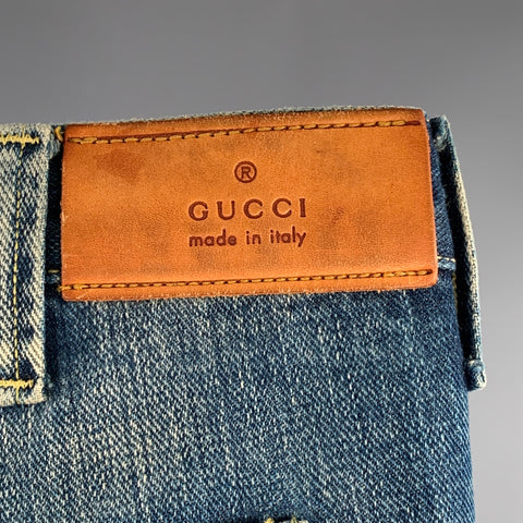 GUCCI Size 32 Blue Cotton Wide Leg Straight Selvedge Jeans