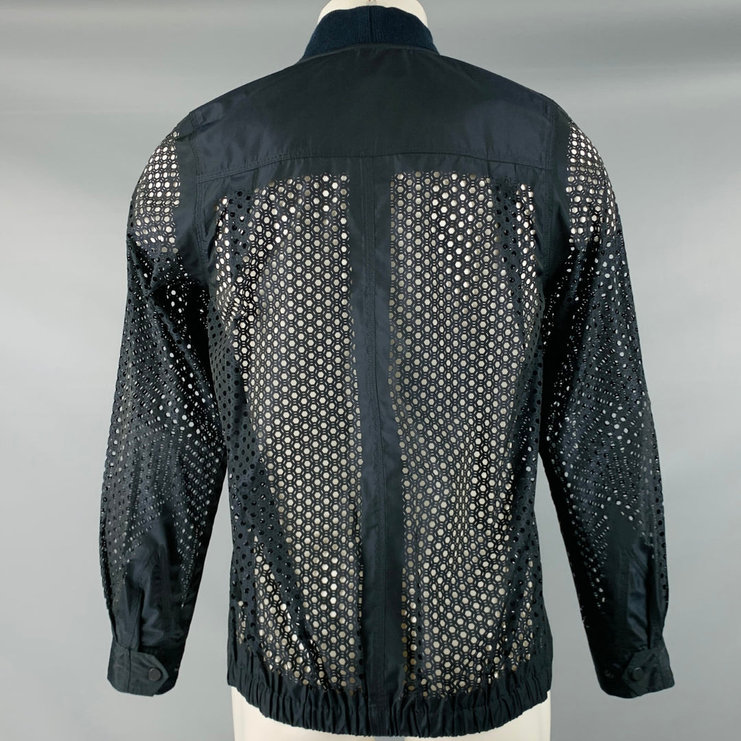 ALEXANDER WANG Size M Black Perforated Polyester Bomber Jacket