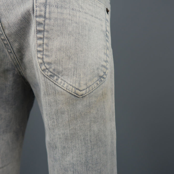 MAISON MARTIN MARGIELA Talla 6 Vaqueros pitillo con lavado ácido gris claro 