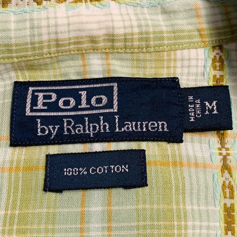 POLO by RALPH LAUREN Size M Green Yellow Plaid Cotton Western Long Sleeve Shirt