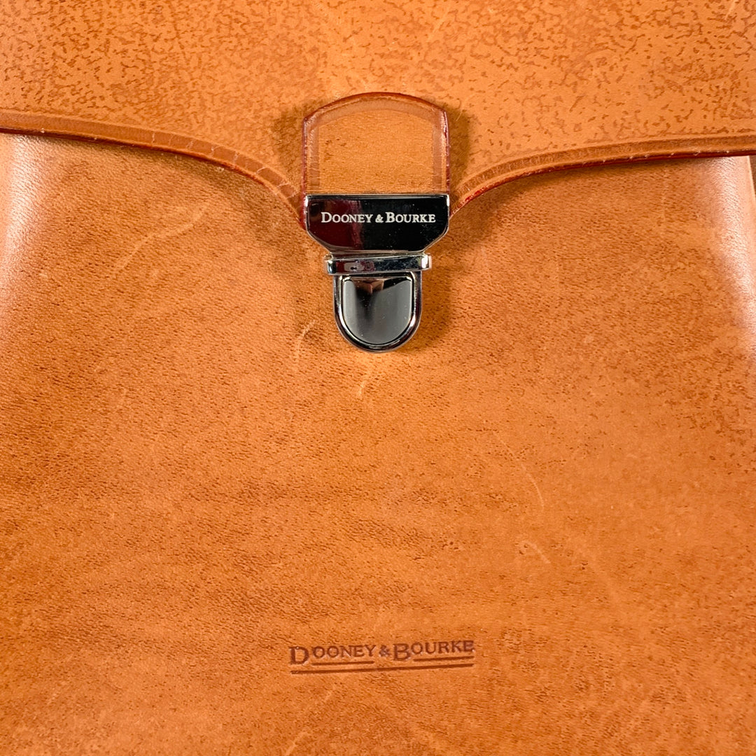 DOONEY & BOURKE Brown Leather Shoulder Bag Push Lock Handbag