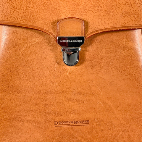 DOONEY & BOURKE Brown Leather Shoulder Bag Push Lock Handbag