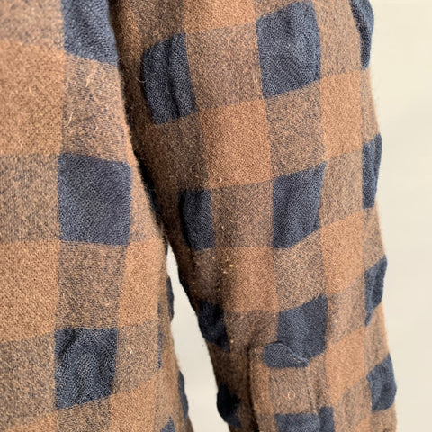 NEEDLES Size M Brown Navy Wool Blend Checkered Single Button Cardigan