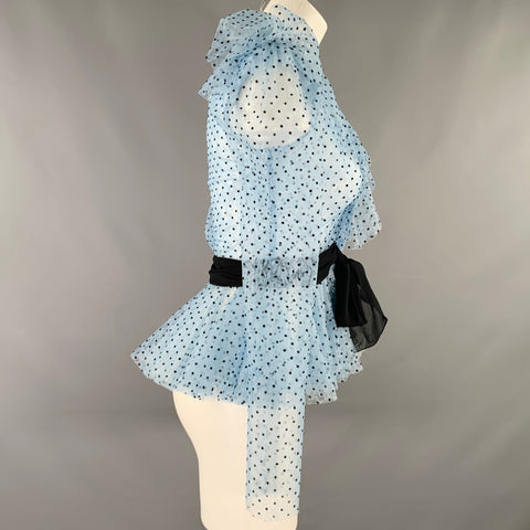 PHILOSOPHY di LORENZO SERAFINI Size 2 Blue Black Polyester Polka Dot Blouse