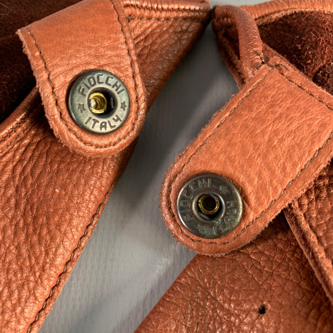 BURBERRY Size M Brown Perforated Deerskin Leather Gloves