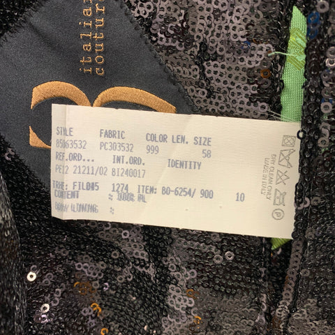 BILLIONAIRE COUTURE Size 48 Black Sequined Polyester Peak Lapel Sport Coat