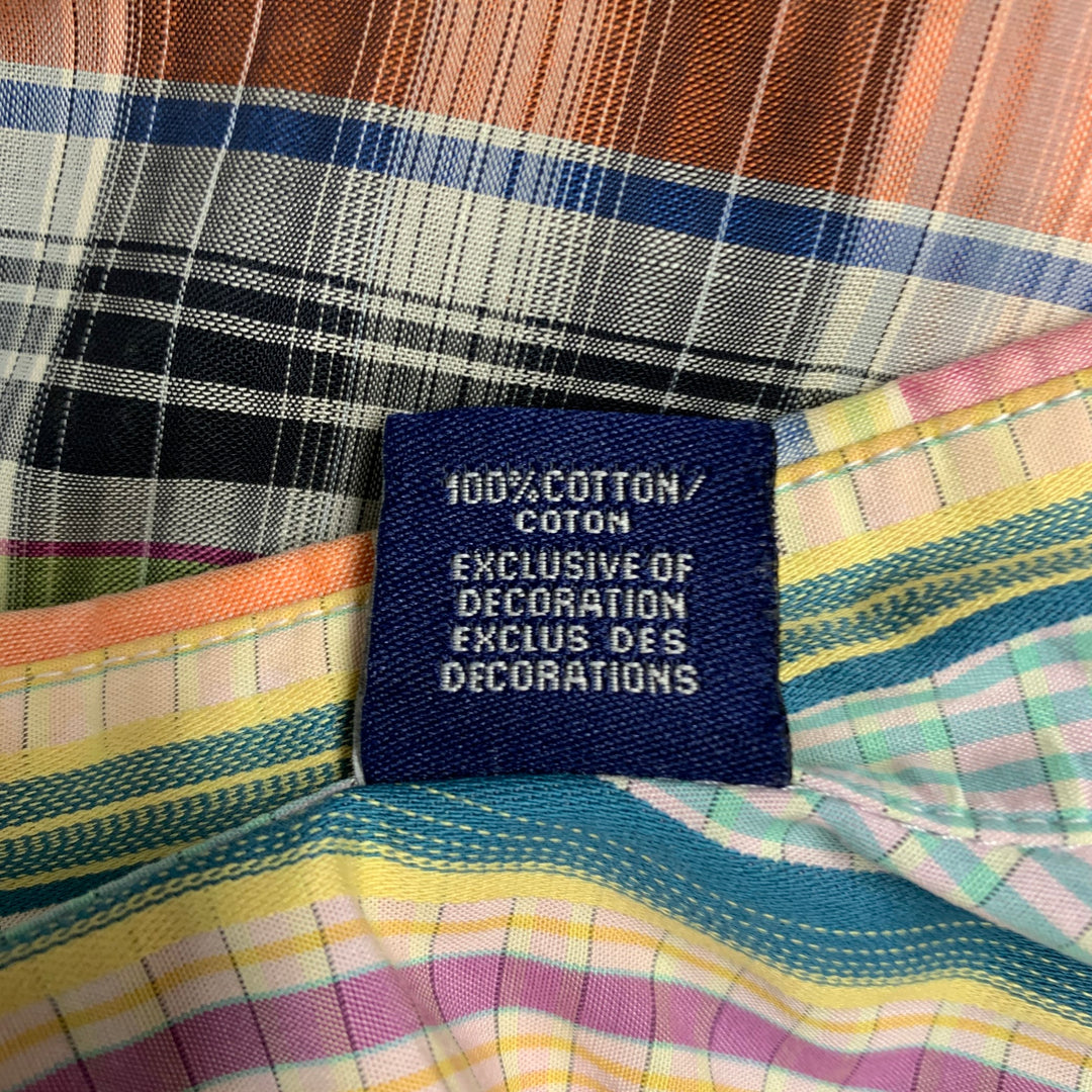 ROBERT GRAHAM Taille L Chemise à manches courtes boutonnée en coton à carreaux multicolores