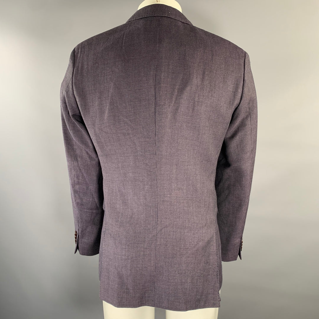 HUGO BOSS Size 38 Purple Check Wool Linen Sport Coat