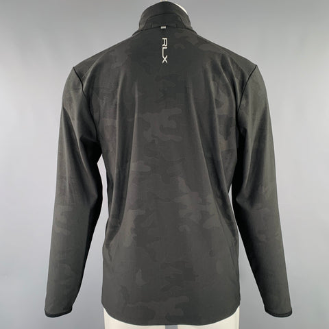 RLX by RALPH LAUREN Size M Black Camouflage Stretchy Half Zip Jacket