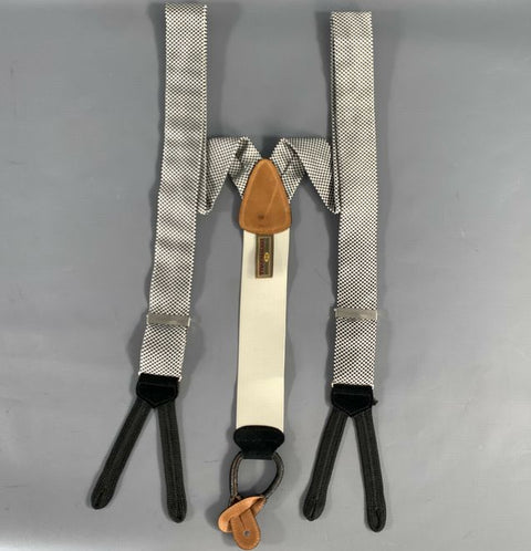 TRAFALGAR White Black Checkered Suspenders