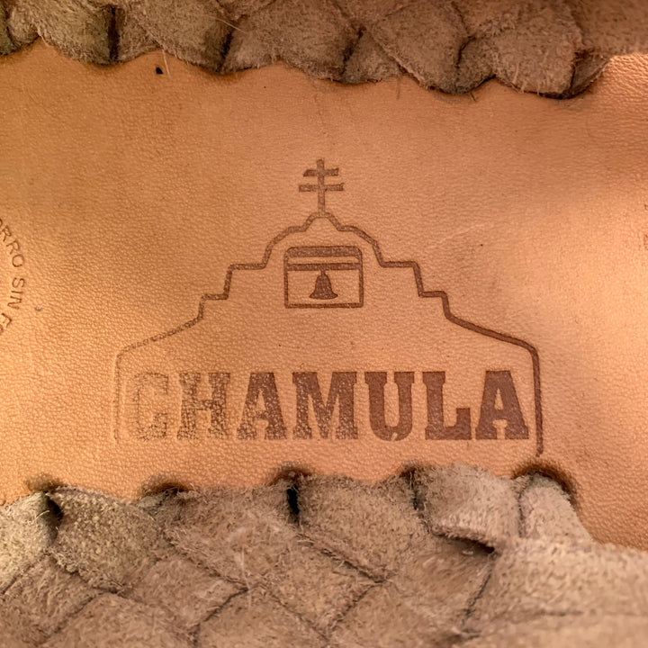 CHAMULA Size 9.5 Chapala Tan Natural Woven Leather Huarache Sandals