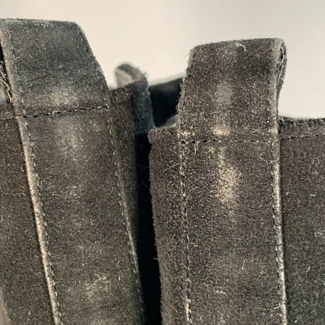 MANOLO BLAHNIK Size 8.5 Black Suede Pull On Pointed Toe Stiletto Boots