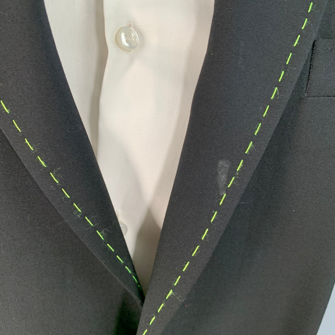 MSGM Size 34 Black Contrast Stitch Wool Blend Notch Lapel Sport Coat