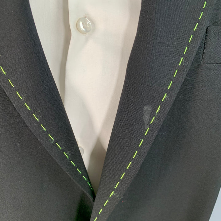 MSGM Size 34 Black Contrast Stitch Wool Blend Notch Lapel Sport Coat