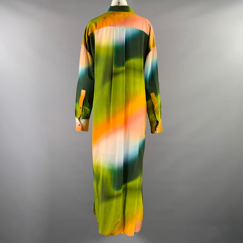 MARIE OLIVER Size S Olive Orange  White Silk Tunic Dress