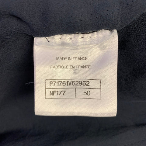 CHANEL Size 18 Black Navy Cotton Blend Shiny 3/4 Sleeves Coat
