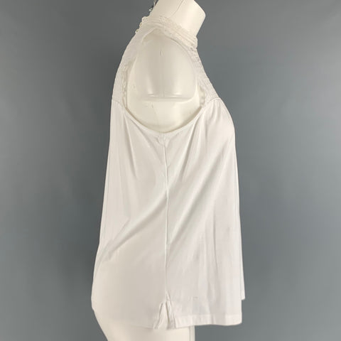 BURBERRY LONDON Size M White Cotton Sleeveless Casual Top