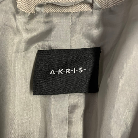 AKRIS Size 8 Grey Taupe Viscose Herringbone Raw Edge  Blazer