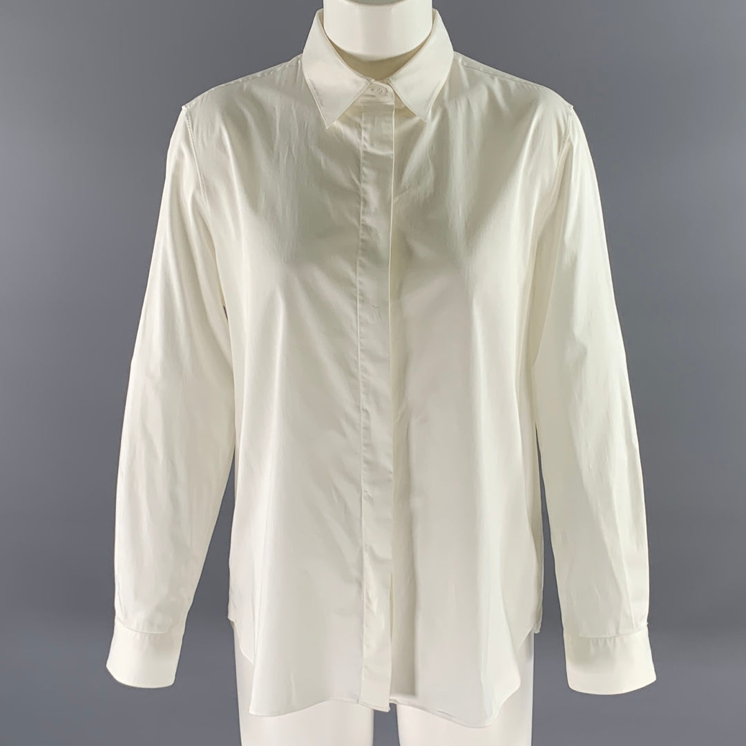 THE ROW Size 10 White Cotton Elastane Shirt