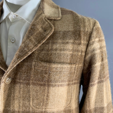 RALPH LAUREN Chest Size 42 Camel Plaid Wool Notch Lapel Sport Coat