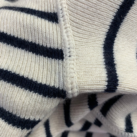 POLO by RALPH LAUREN Size L Cream Black Stripe Cotton Cashmere Pullover