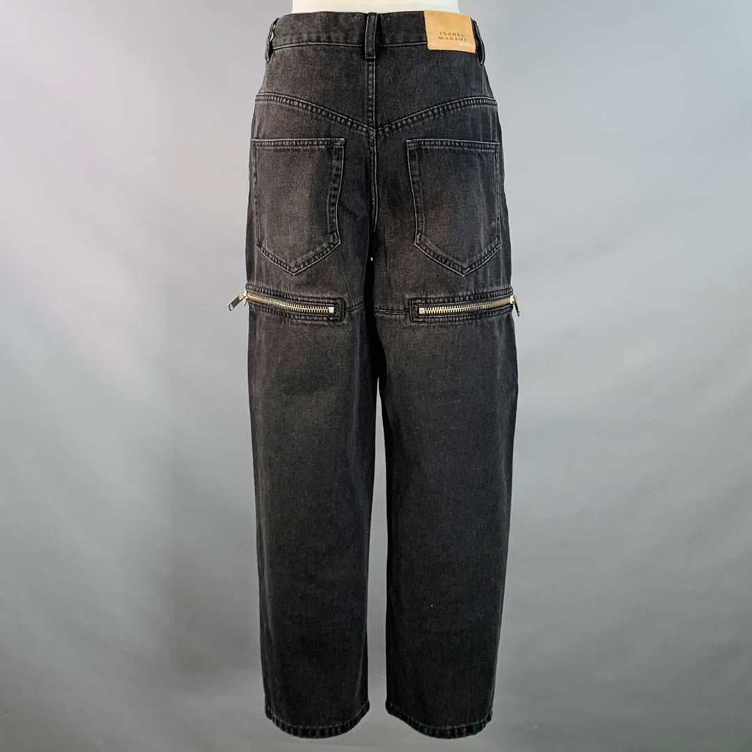 ISABEL MARANT Size 6 Black Cotton Twill Zippers Tapered Zip Fly Jeans