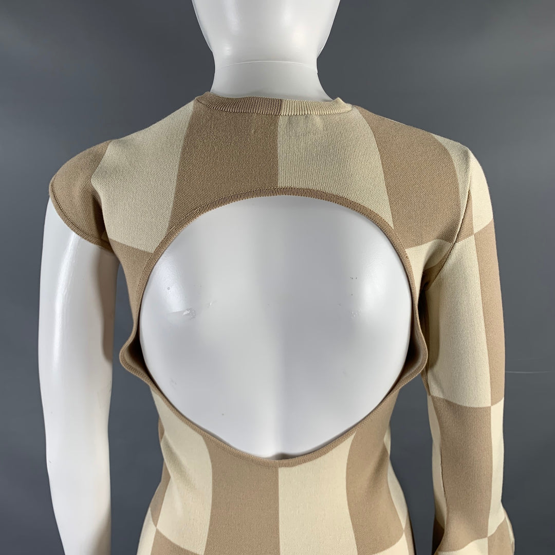 A.W.A.K.E.MODE Size XS Beige Camel Viscose Polyester Color Block Long Dress
