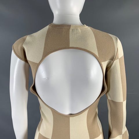 A.W.A.K.E.MODE Size XS Beige Camel Viscose Polyester Color Block Long Dress