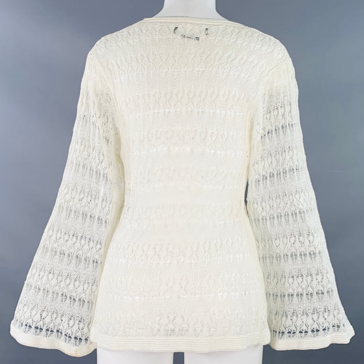 VINTAGE Size M Cream Lace Long Sleeve Casual Top