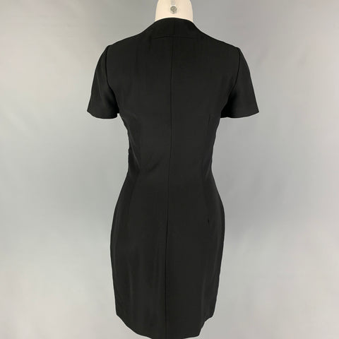 GIVENCHY Size 4 Black Gunmetal Polyester Short Sleeve Dress