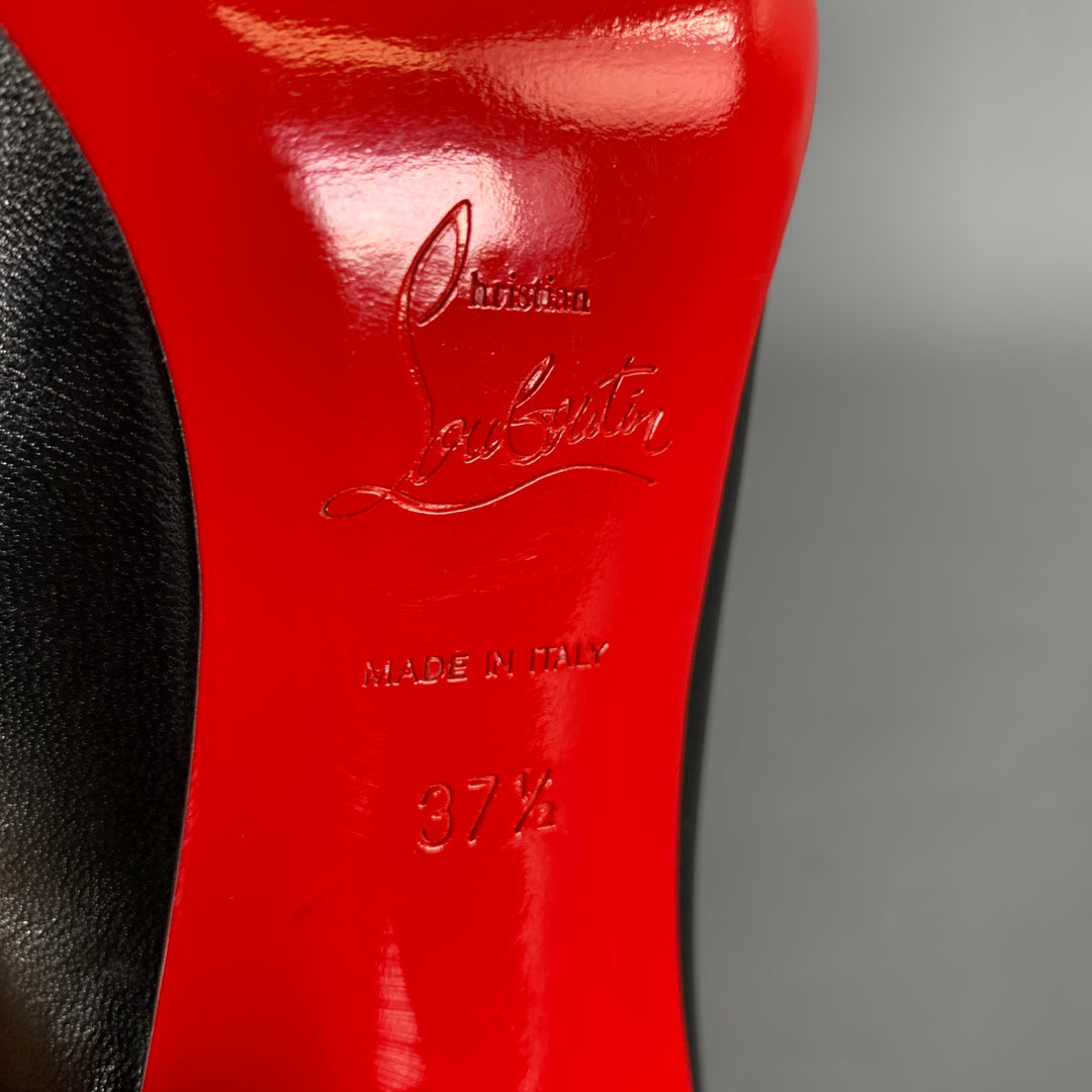 CHRISTIAN LOUBOUTIN Size 7.5 Black Leather Round Toe Pumps