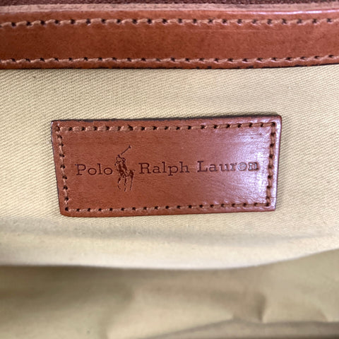 POLO Green Navy Plaid Canvas leather Bag