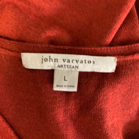 JOHN VARVATOS Size L Red Cashmere silk V Neck Pullover