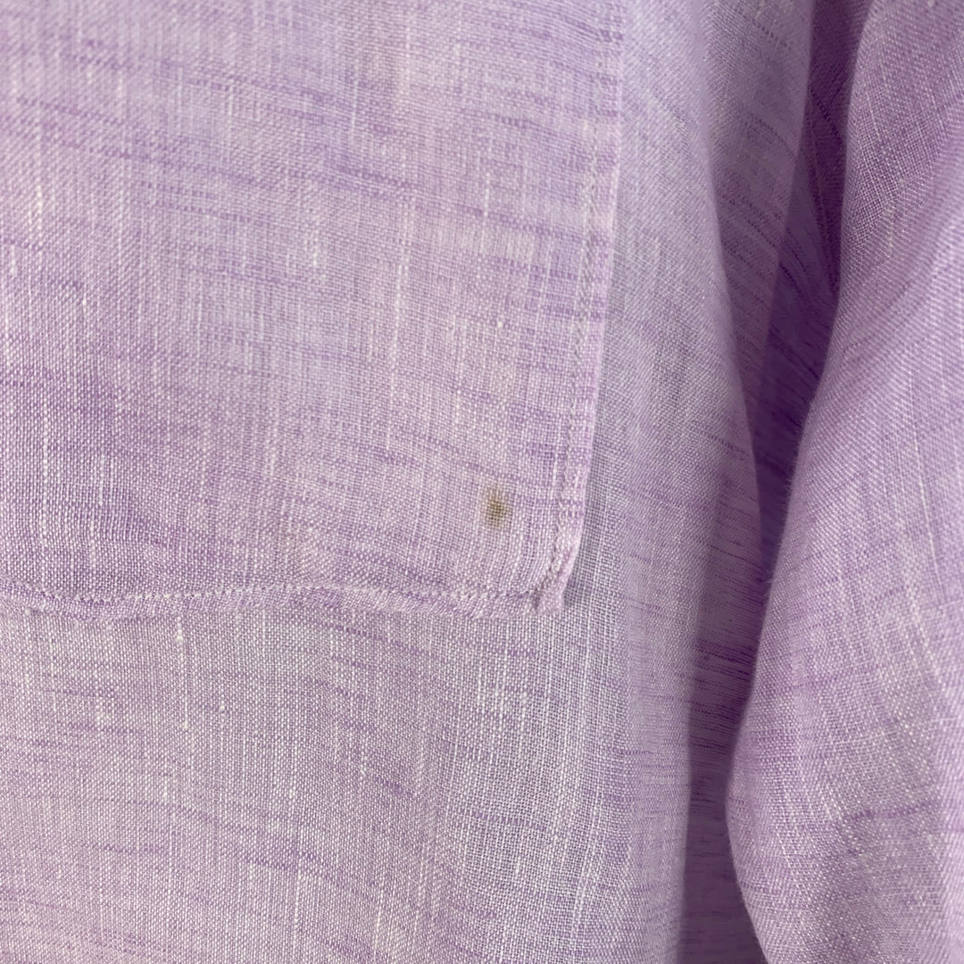 ERMENEGILDO ZEGNA Size XL Purple Lavender Linen One Pocket Long Sleeve Shirt