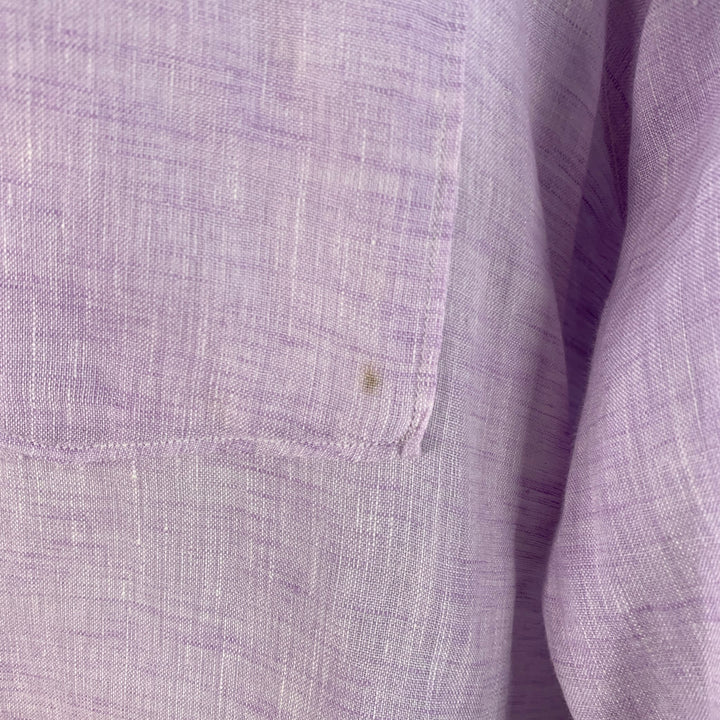 ERMENEGILDO ZEGNA Size XL Purple Lavender Linen One Pocket Long Sleeve Shirt
