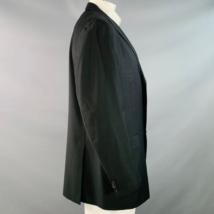 ERMENEGILDO ZEGNA Size 48 Regular Black Wool Twill Notch Lapel Sport Coat