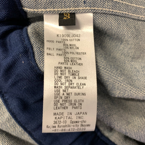 KAPITAL Size L Indigo Cotton Hooded Traggle Ring Coat