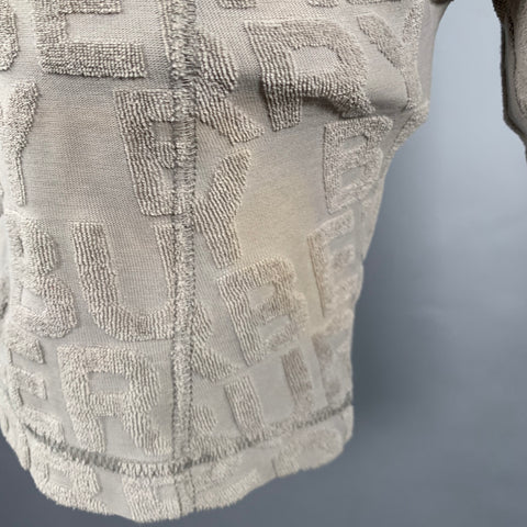 BURBERRY Size S Grey Cotton Embossed Drawstring Shorts
