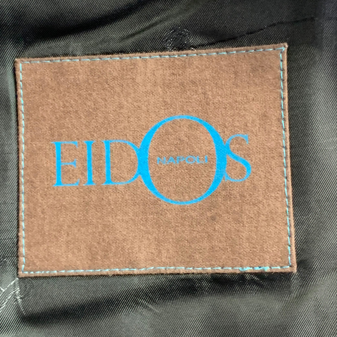 EIDOS Size 38 Regular Grey Charcoal Plaid Wool Notch Lapel Suit