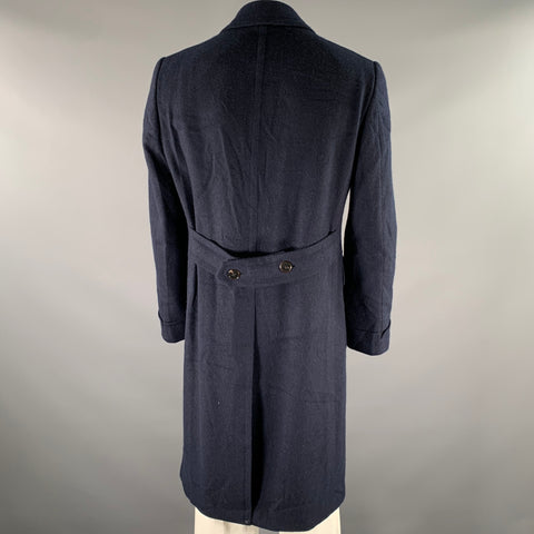 RALPH LAUREN Size 42 Navy Herringbone Wool Overcoat Coat