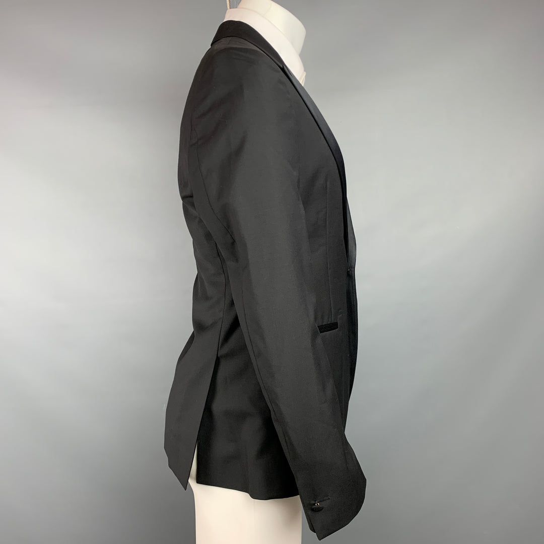 JOHN VARVATOS Size 38 Black Wool Mohair Peak Lapel Sport Coat