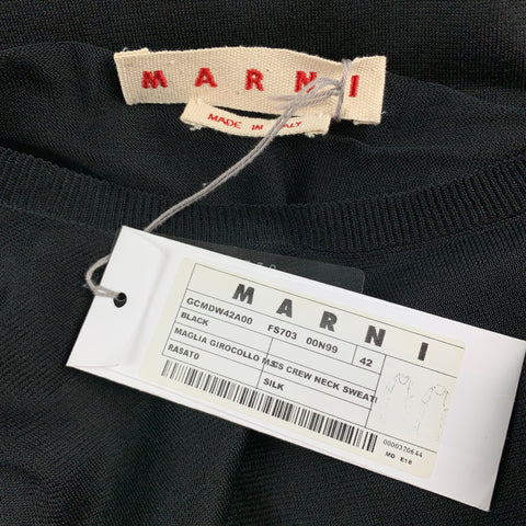 MARNI Size 6 Black See Through Silk Layered Tank Casual Top